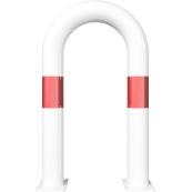 Universal hoop | of steel tube |  76 x 2,6 mm | to be fixed by plugs | total width: 400 mm | total height: 650 mm | hot-dip galvanized and white coatedwith red reflecting stripes